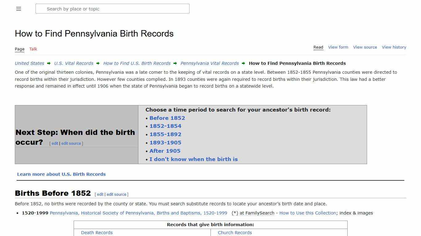 How to Find Pennsylvania Birth Records • FamilySearch