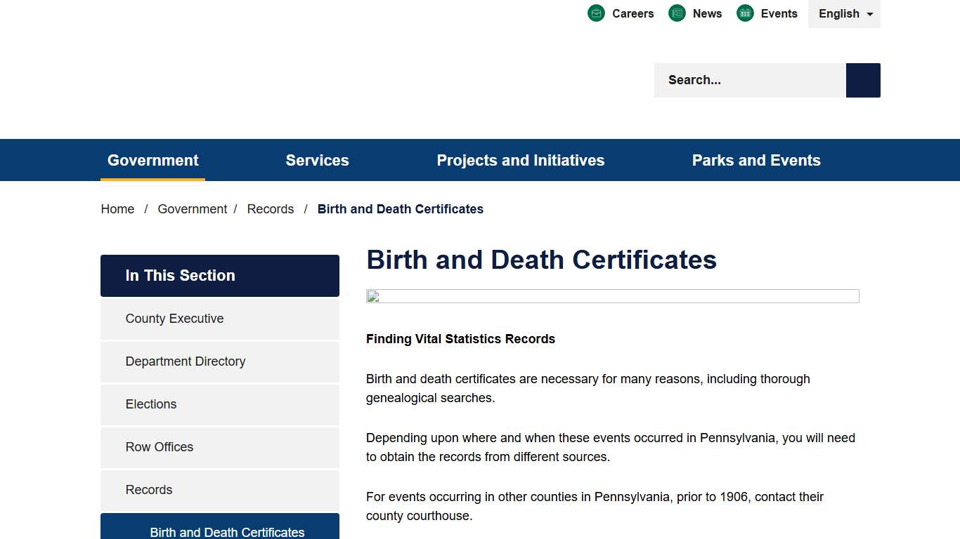 Birth and Death Certificates - Allegheny County, PA